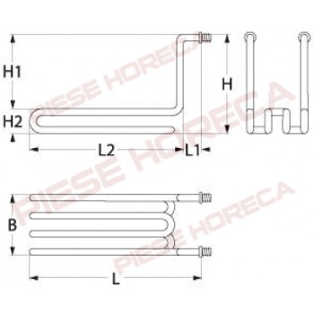 Rezistenta friteuza ANGELO PO, putere 2050W,alimentare 230V, 4varfuri, lungime-305mm, inaltime-245mm.Cod catalog producator 32G1241. Pentru modelele 30FES2